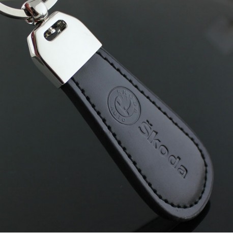 Porte clés Skoda / Top design (Simili cuir et surpiqûre - clef keychain)