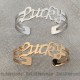 Bracelet Bangle message text LUCKY silver