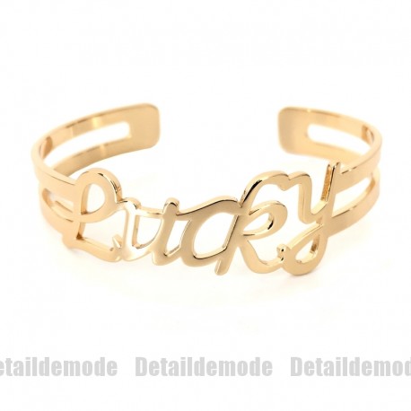 Bracelet Bangle message text LUCKY golden H.Dublin