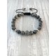 Bracelet micro pave Zircon bead and gray jasper (Man Shamballa silver)