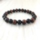 Bracelet Agate indienne + perle facettée en argent 925 (Homme / Femme)