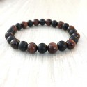 Bracelet mélange Onyx et Oeil de tigre rouge (Homme / Femme)