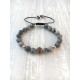 Bracelet micro pave Zircon bead and gray jasper (Man Shamballa or rose)