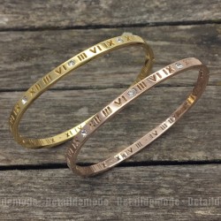 Roman numeral bangle bracelet 4mm