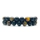 Bracelet DOUBLE Perle Onyx et Oeil de tigre / fermeture style shamballa (mixte homme femme)